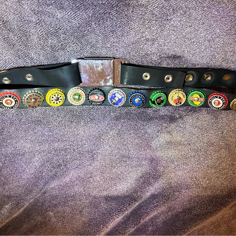 Little Earth Black Belt with Colorful Soda Cap Accents